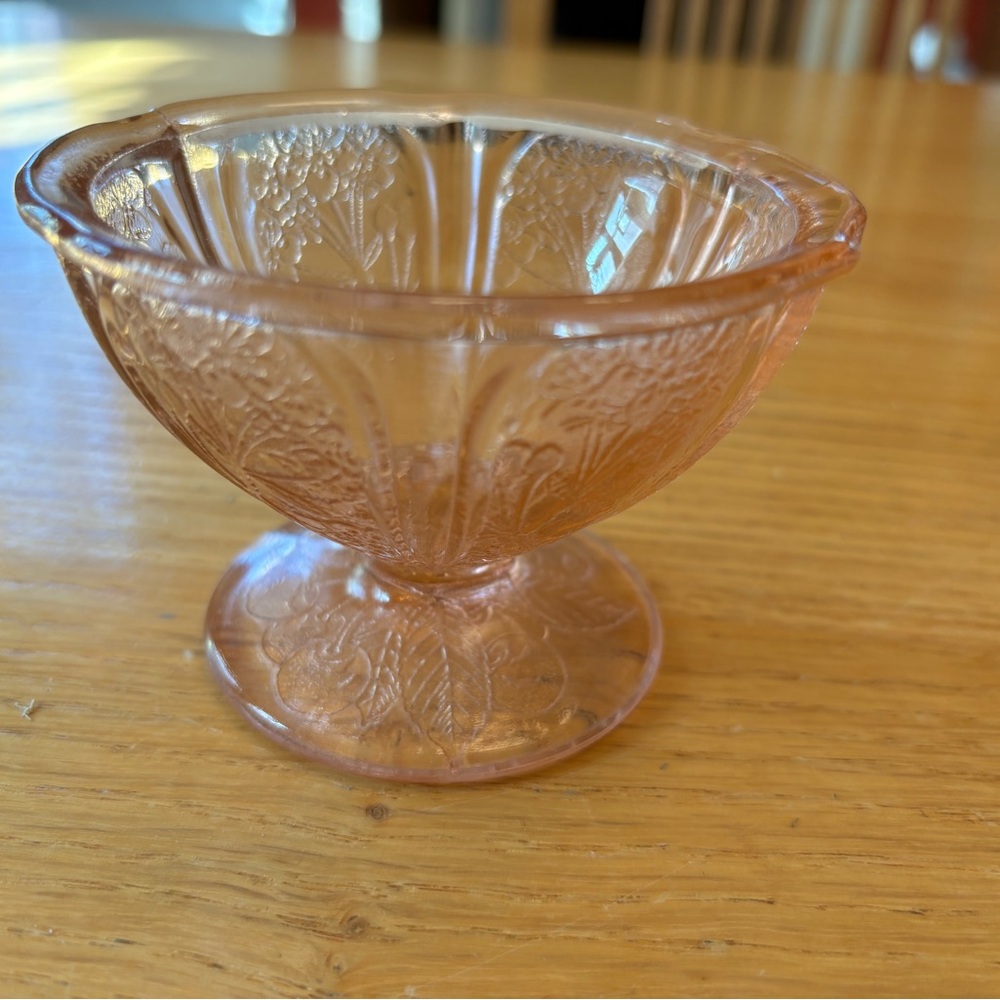 VTG Jeannette Cherry Blossom Pink Depression Glass Sherbet Dish